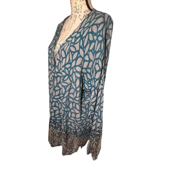 Sigrid‎ Olsen Oversized open lightweight cardigan, geometric floral ribbed, XL ￼ - Picture 2 of 11